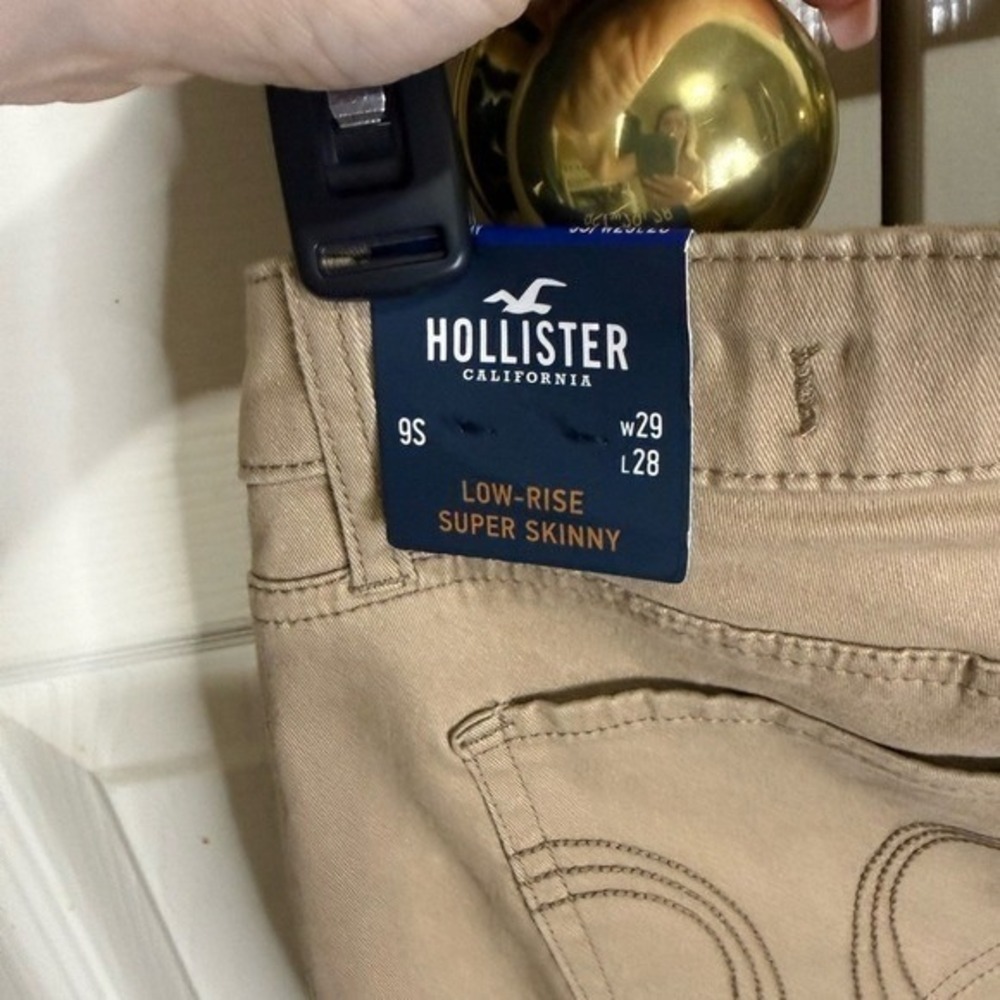 Hollister Low Rise Super Skinny Pants Women 9S W29 L28 Khaki Stretch - Picture 4 of 5